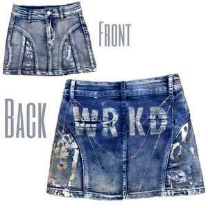 “re-wrkd” biker denim mini skirt🌚